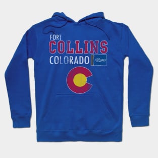 Retro Fort Collins Colorado Flag Vintage Fade Hoodie